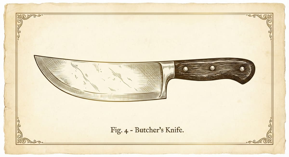 Hand-drawn illustration of a butcher's knife